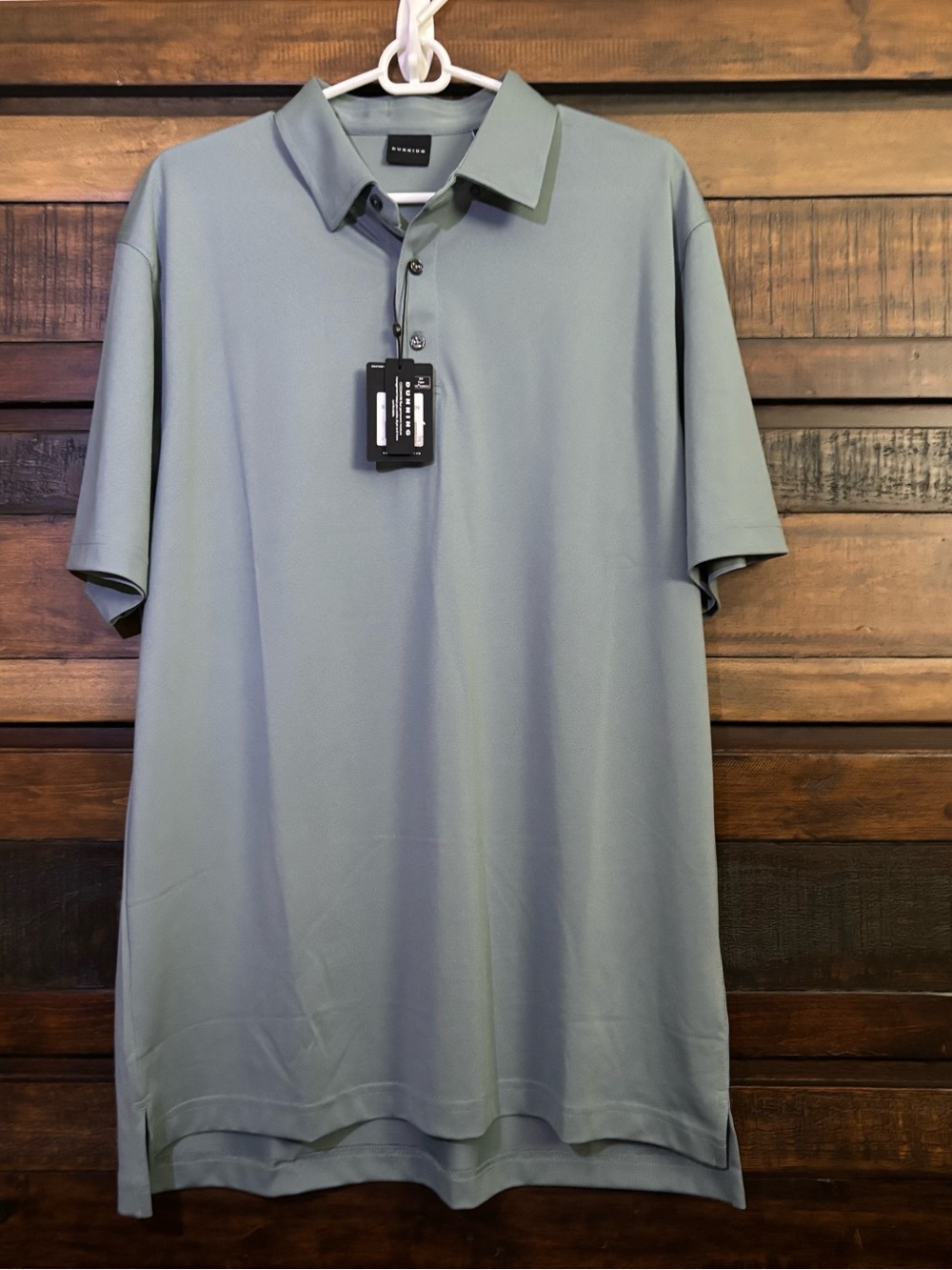 NWT Dunning Men’s Stormy Green Short-Sleeve Polo with Cool Max